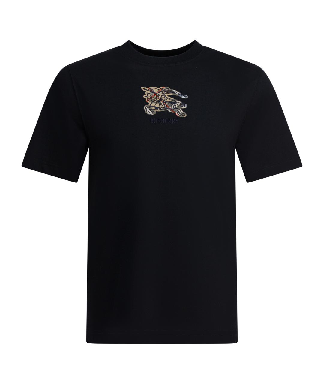 BURBERRY Черная хлопковая футболка, фото 1