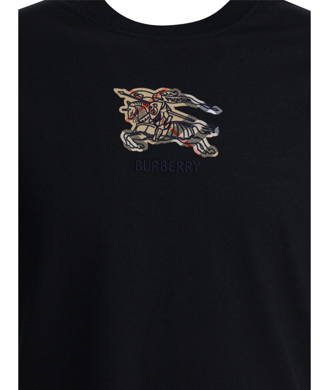 BURBERRY Черная хлопковая футболка, фото 3