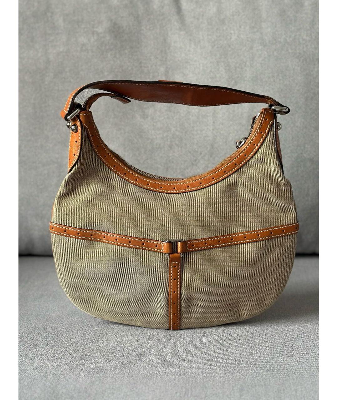 GUCCI Бежевая тканевая сумка с короткими ручками, фото 4