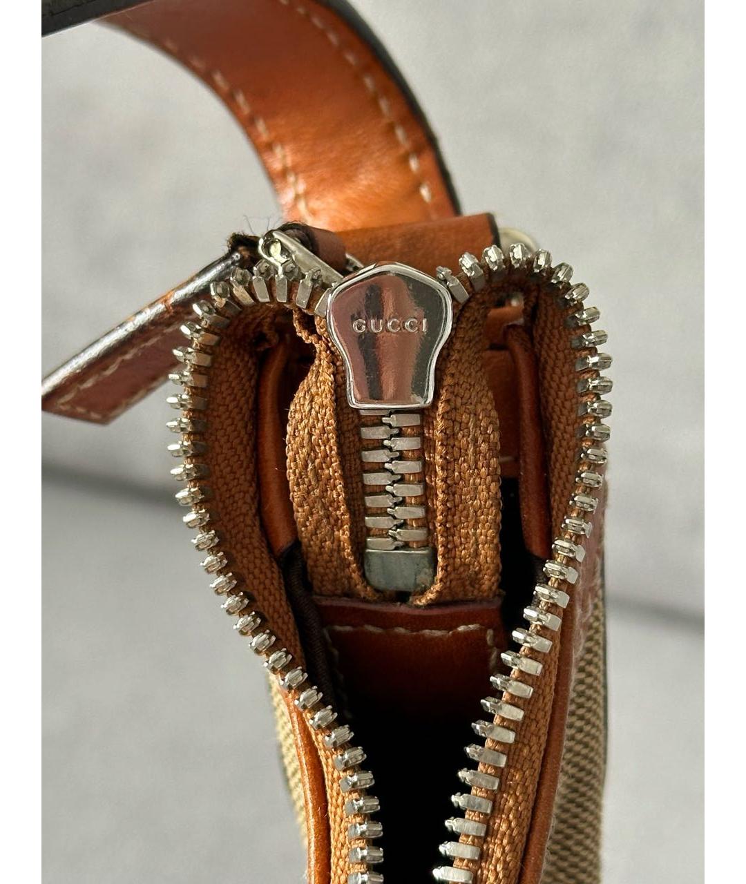 GUCCI Бежевая тканевая сумка с короткими ручками, фото 8