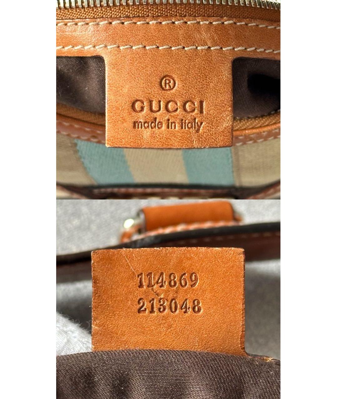 GUCCI Бежевая тканевая сумка с короткими ручками, фото 7