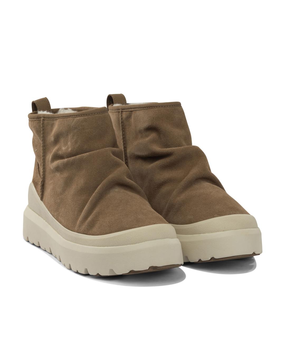 UGG AUSTRALIA Коричневые кожаные низкие ботинки, фото 2