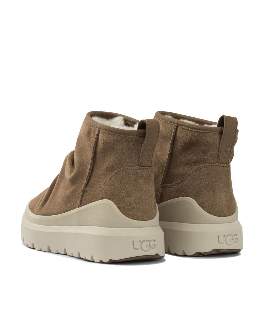 UGG AUSTRALIA Коричневые кожаные низкие ботинки, фото 4