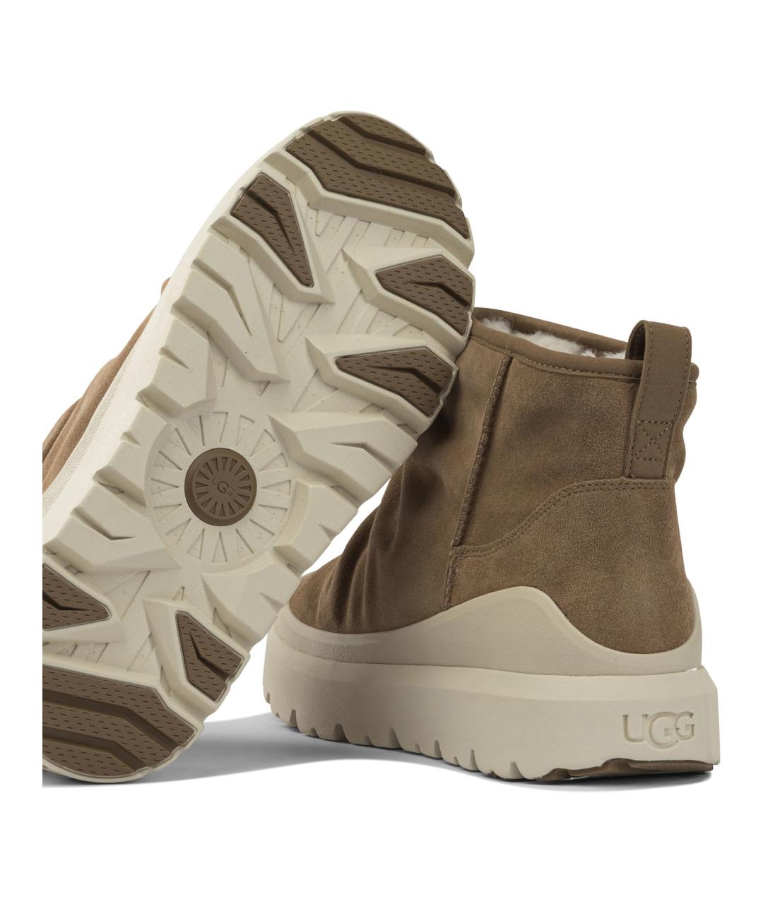 UGG AUSTRALIA Коричневые кожаные низкие ботинки, фото 5