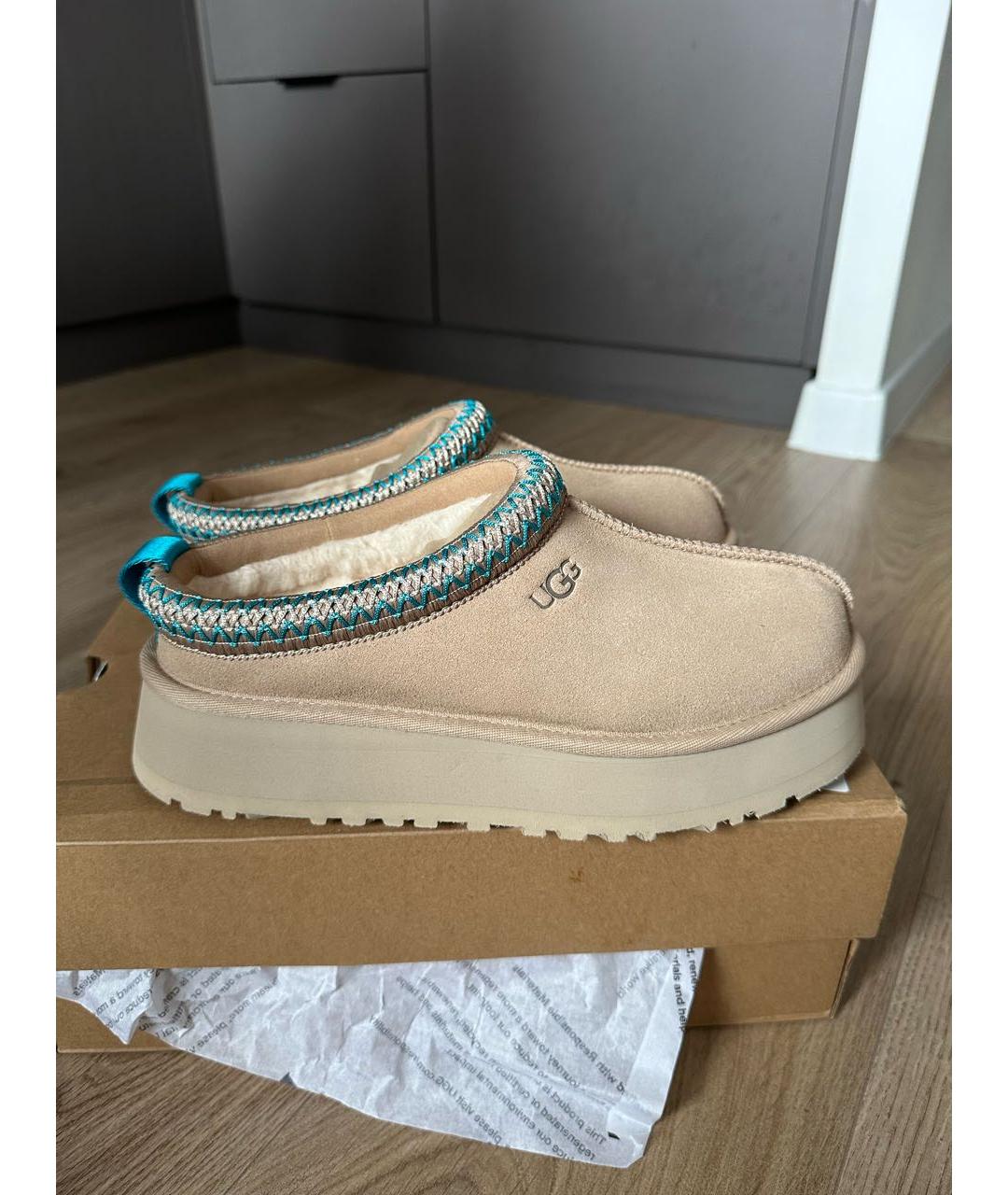 UGG AUSTRALIA Бежевые замшевые полусапоги, фото 5