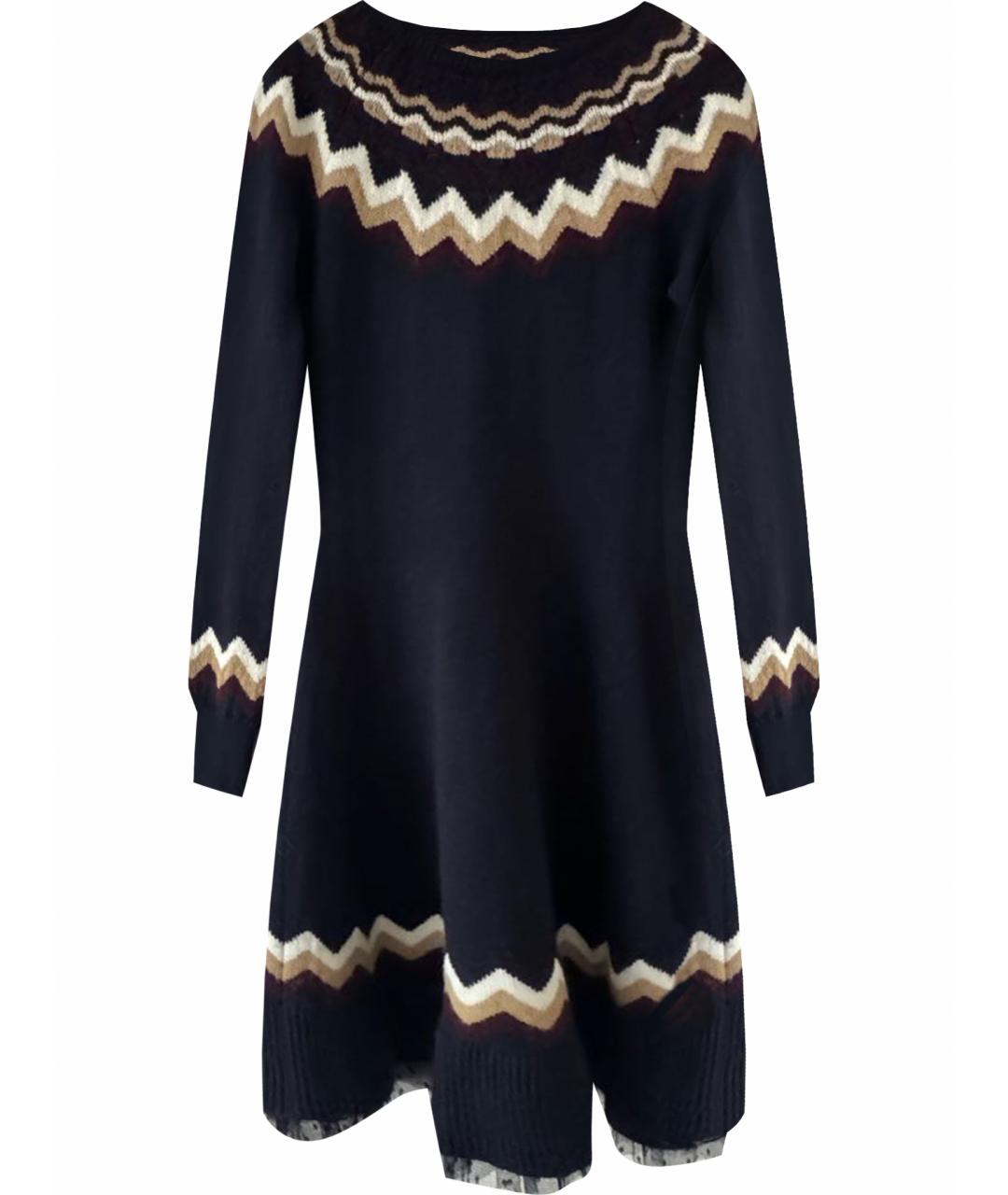 RED VALENTINO Темно-синее шерстяное повседневное платье, фото 1