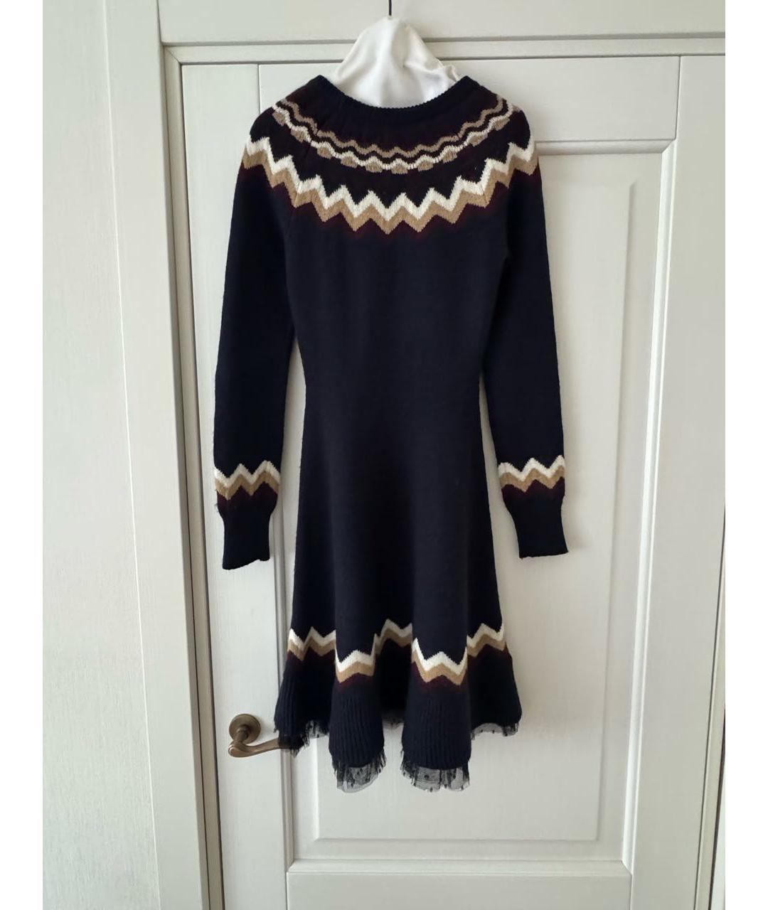 RED VALENTINO Темно-синее шерстяное повседневное платье, фото 2