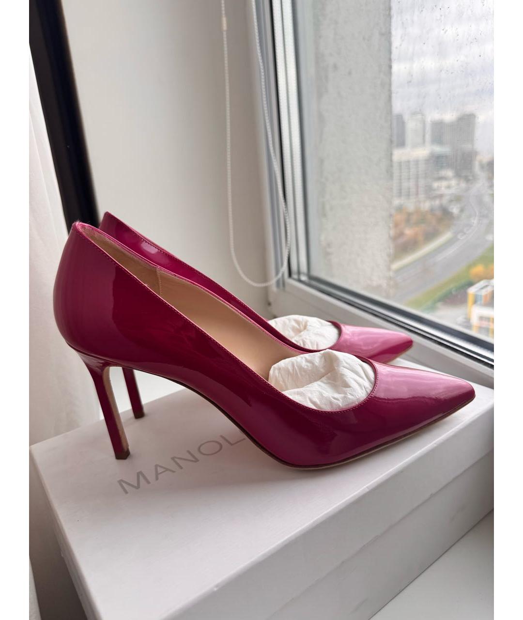 MANOLO BLAHNIK Фуксия туфли из лакированной кожи, фото 7