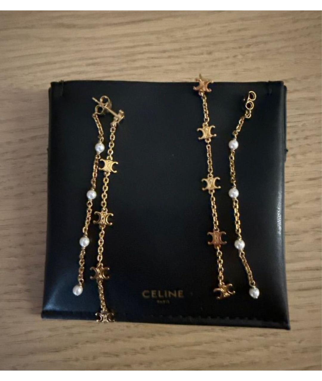 CELINE Золотые металлические серьги, фото 4