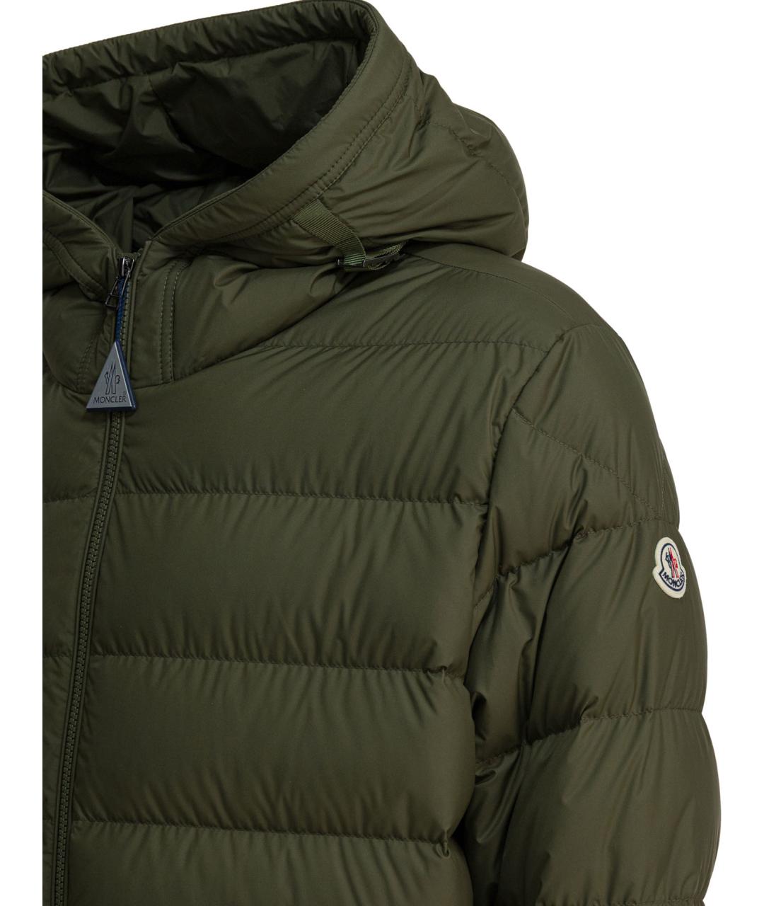 MONCLER Зеленый полиэстеровый пуховик, фото 4