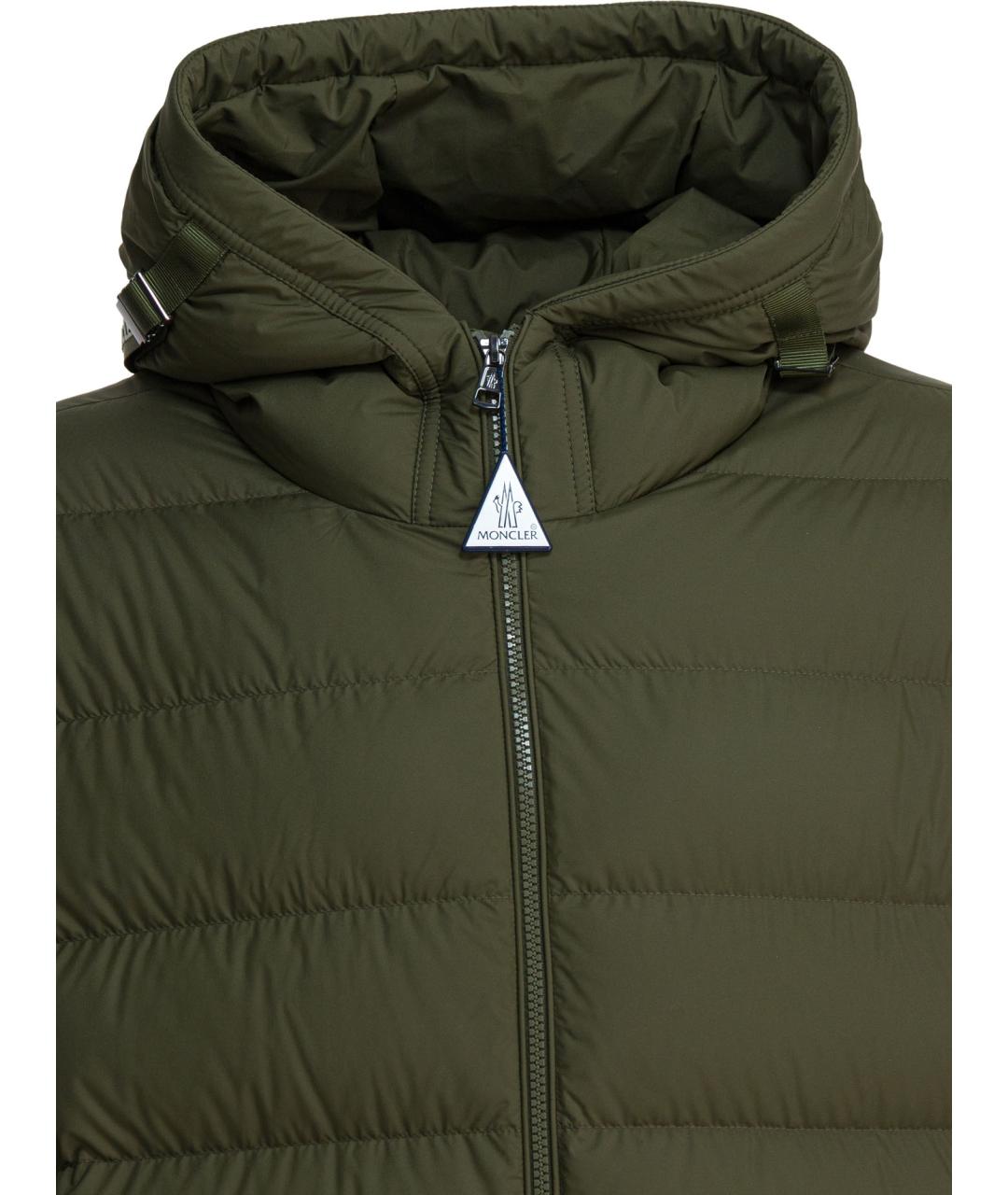 MONCLER Зеленый полиэстеровый пуховик, фото 3