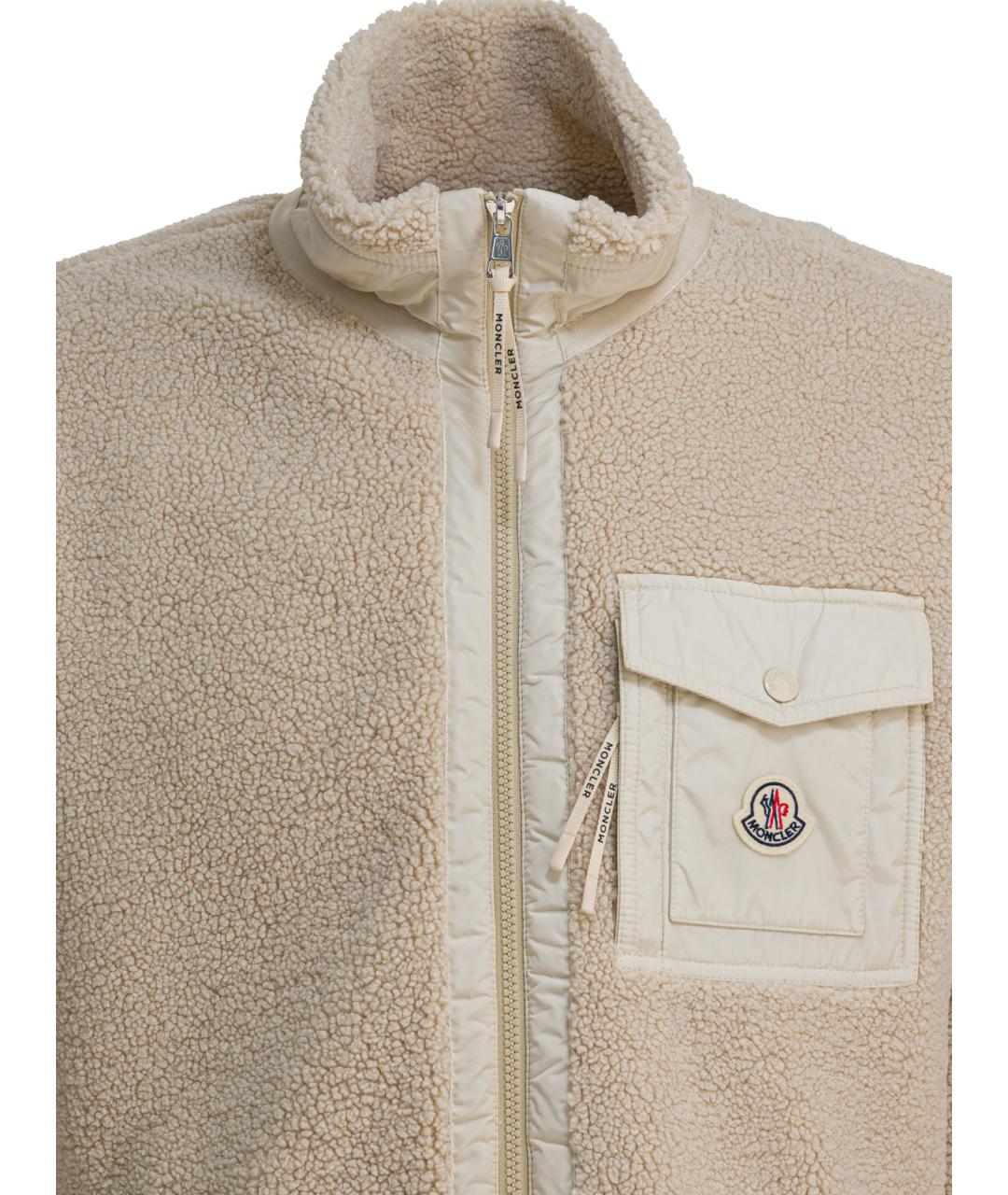 MONCLER Бежевая полиэстеровая куртка, фото 3