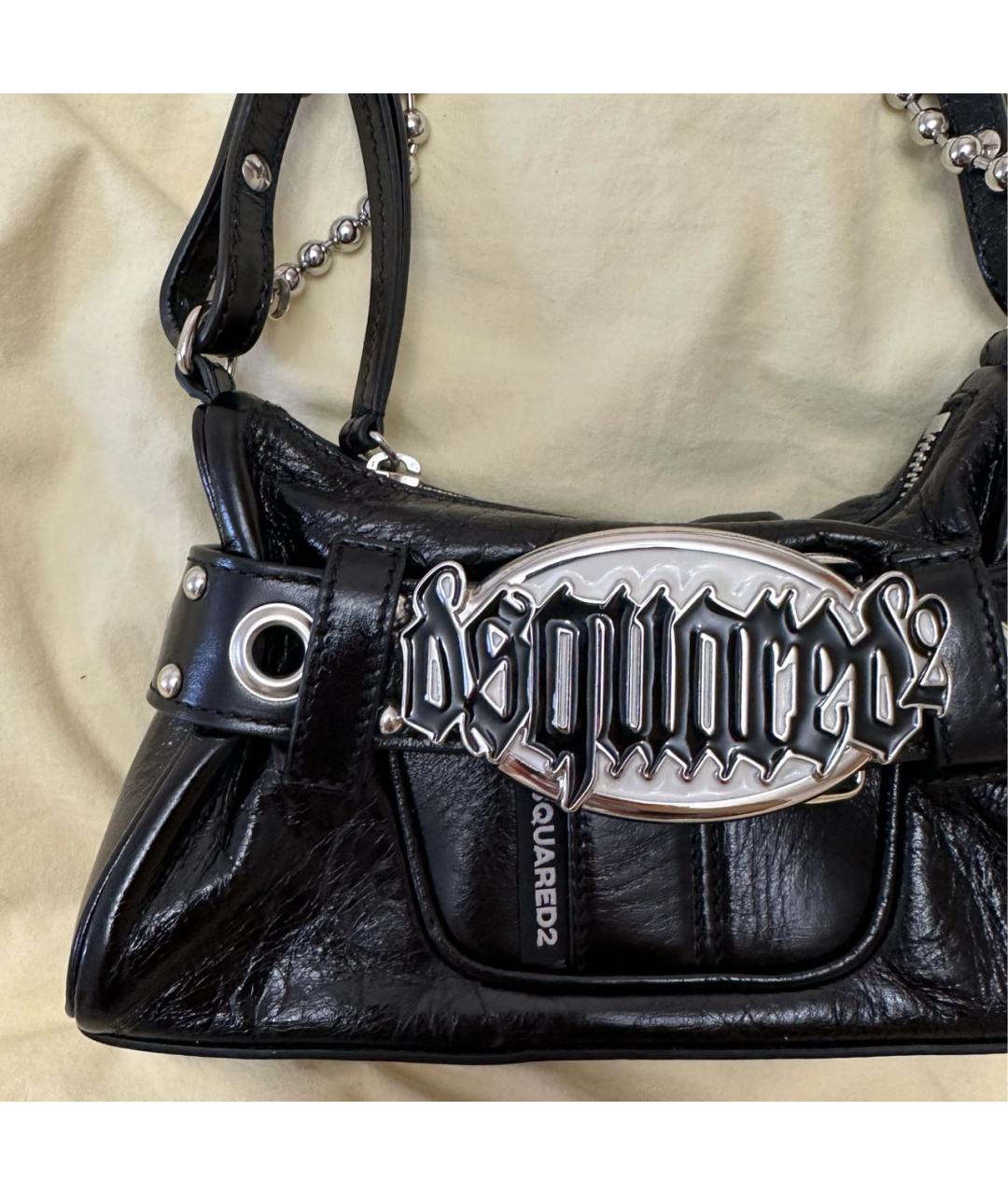 DSQUARED2 Черная кожаная сумка через плечо, фото 7