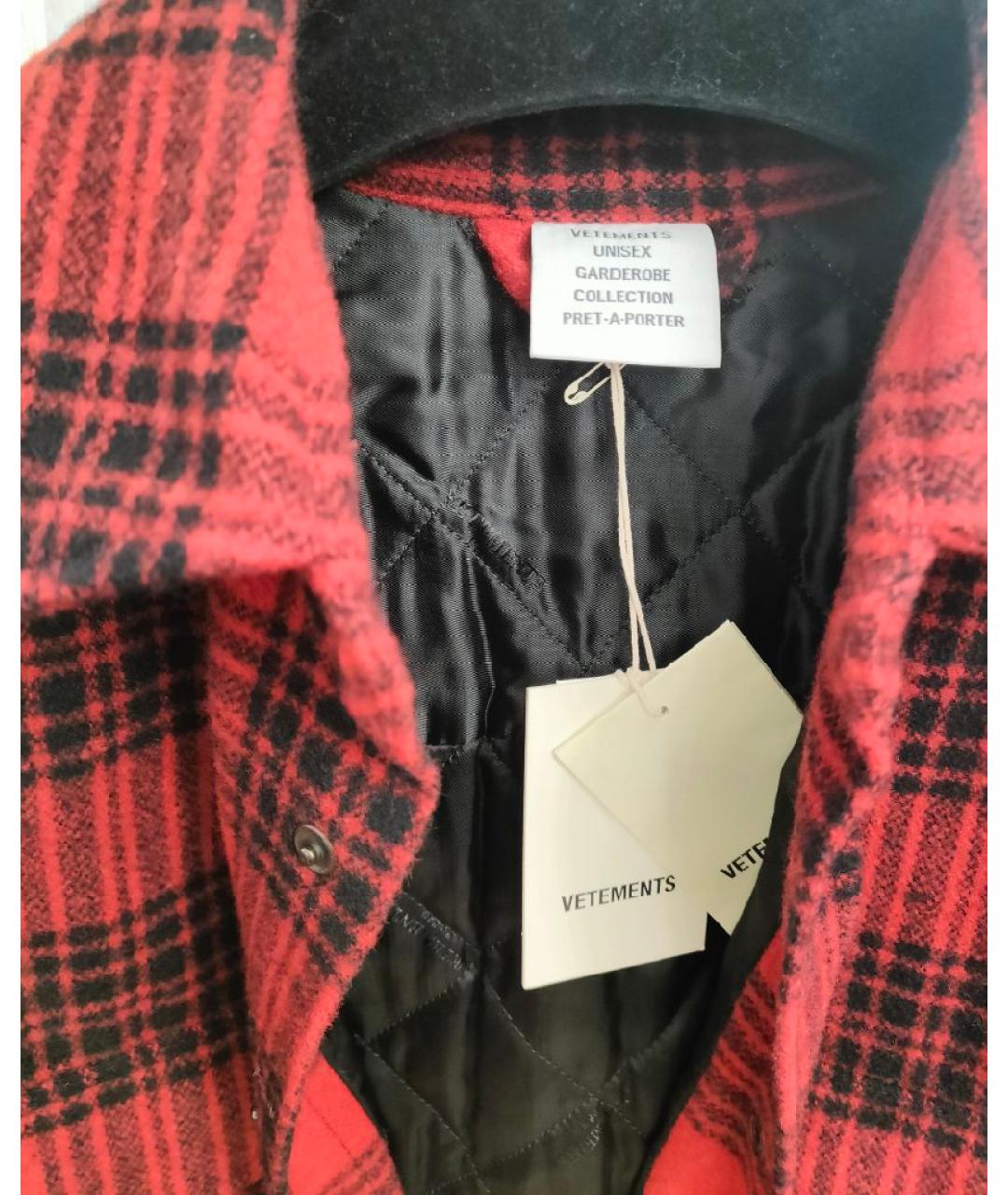 VETEMENTS Красная шерстяная кэжуал рубашка, фото 3