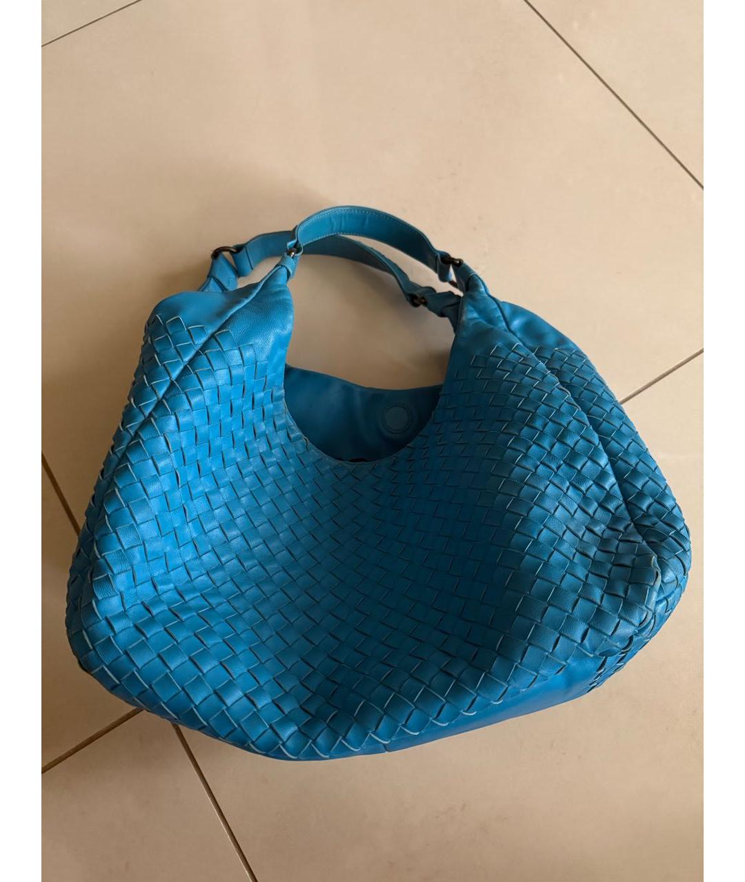 BOTTEGA VENETA Бирюзовая кожаная сумка тоут, фото 5