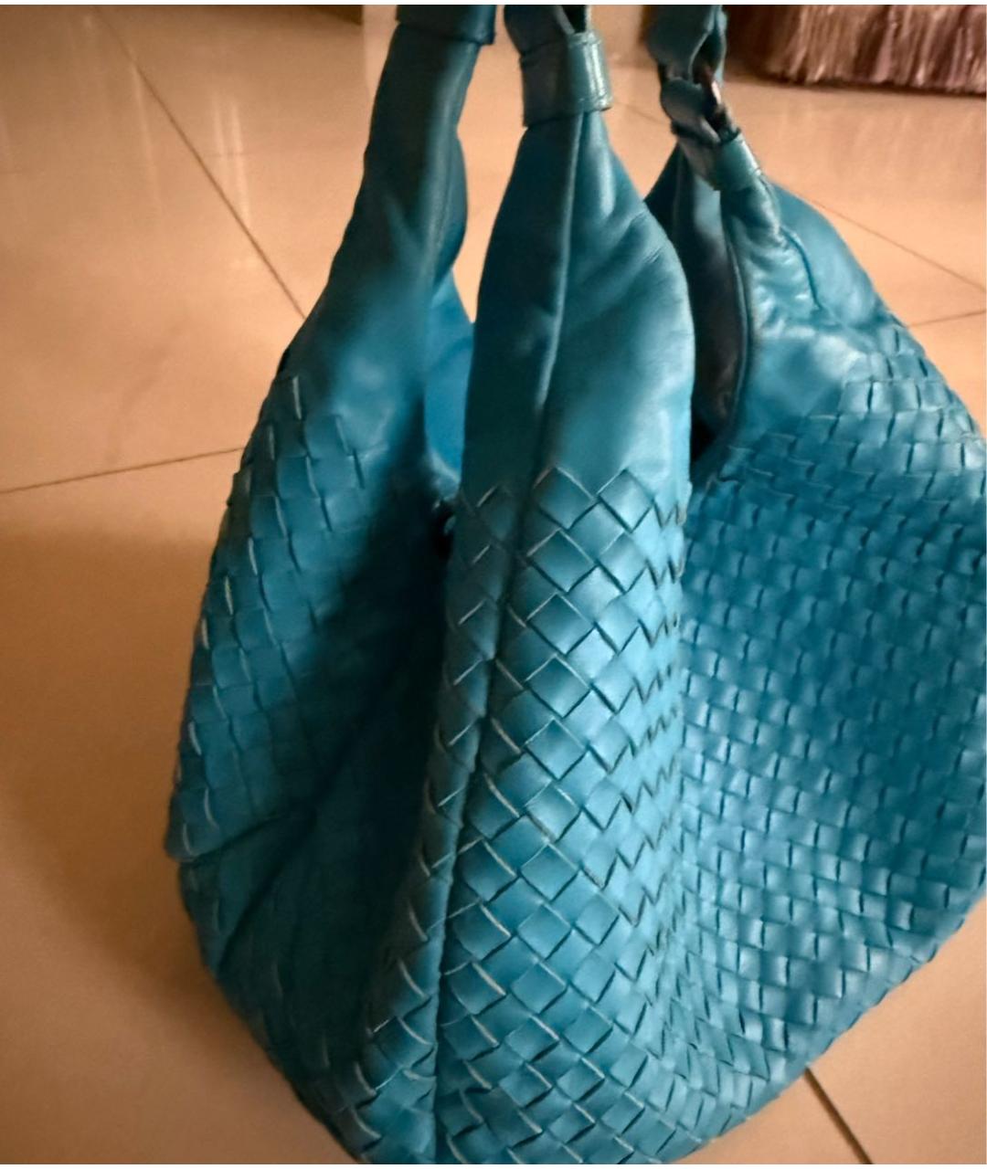 BOTTEGA VENETA Бирюзовая кожаная сумка тоут, фото 2