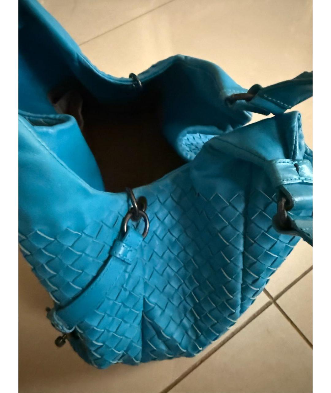BOTTEGA VENETA Бирюзовая кожаная сумка тоут, фото 4