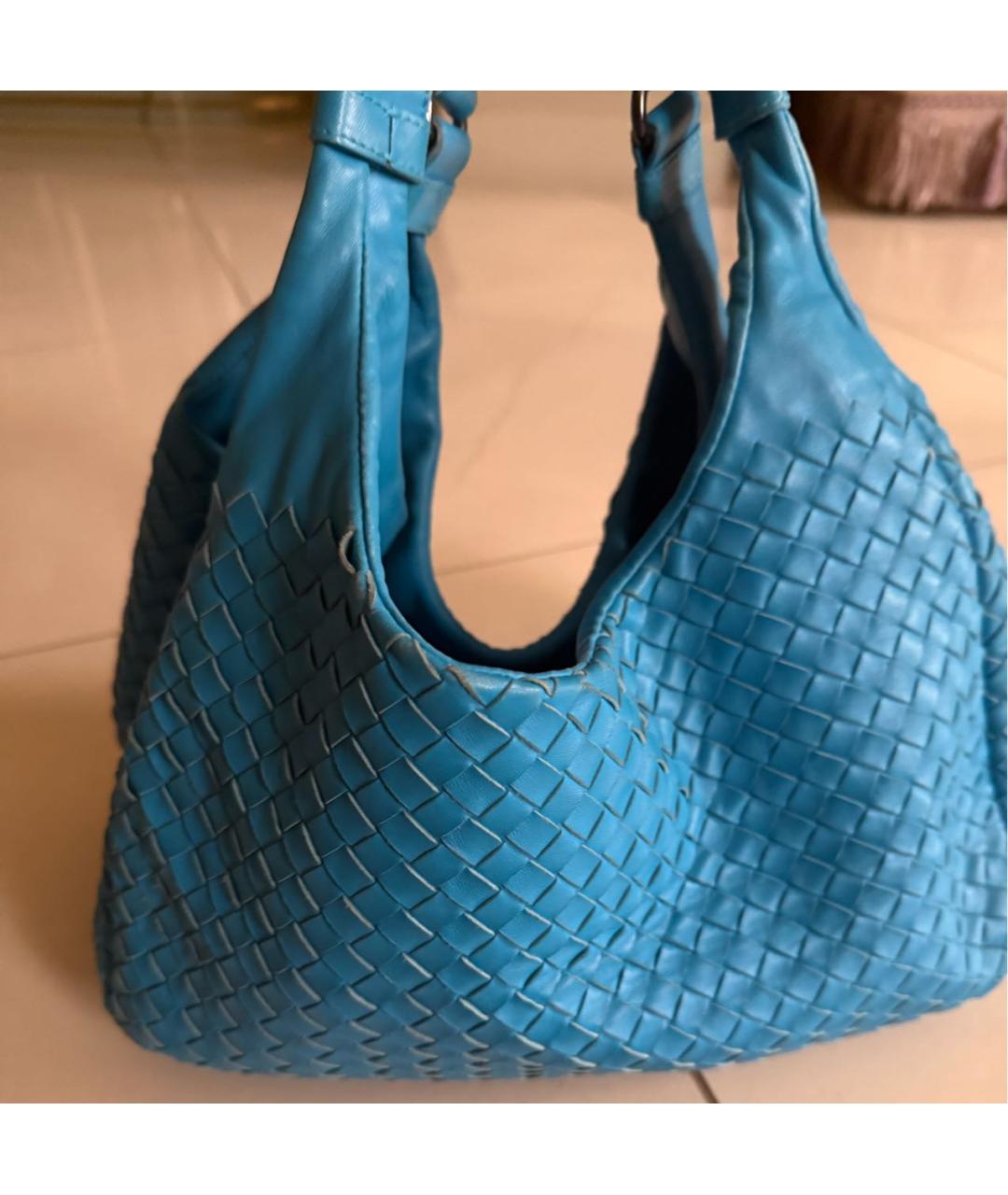 BOTTEGA VENETA Бирюзовая кожаная сумка тоут, фото 3