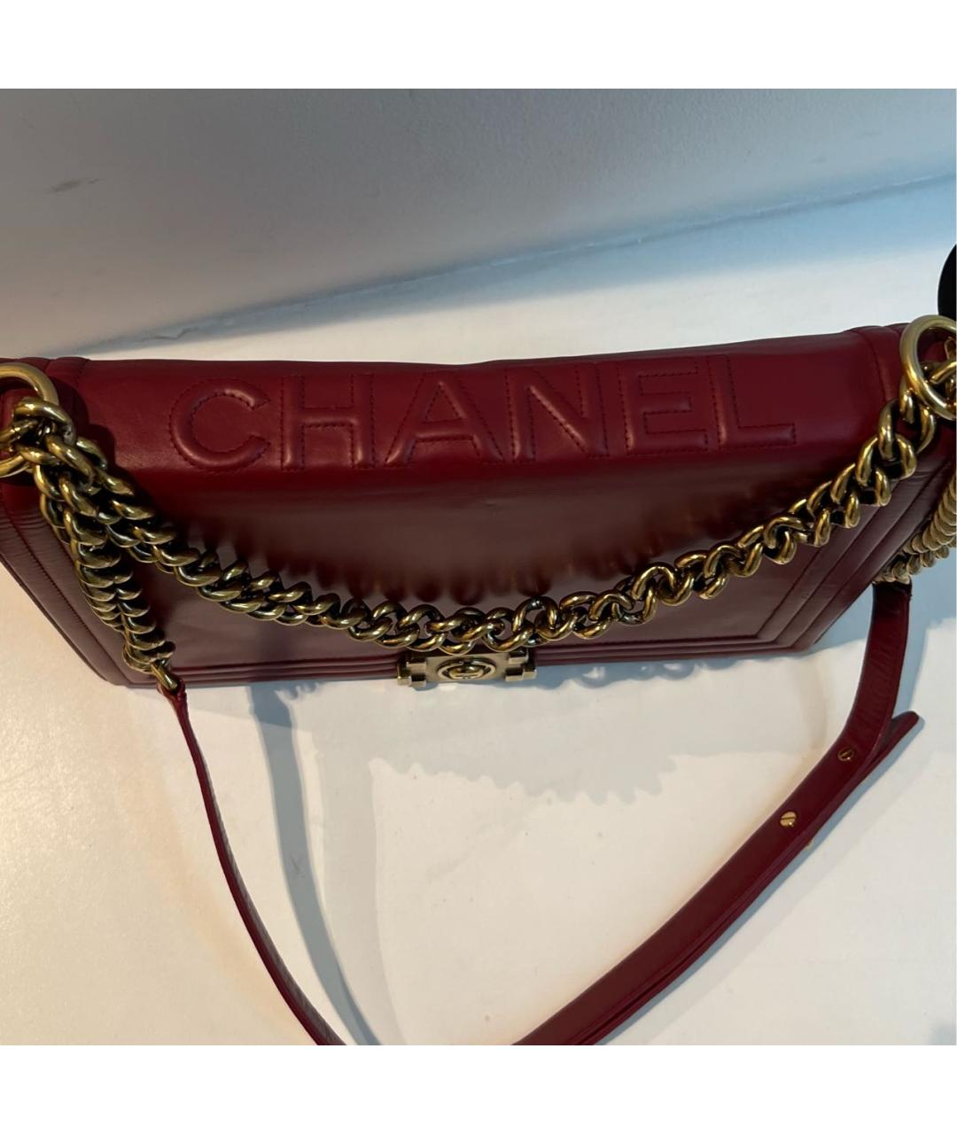 CHANEL Бордовая кожаная сумка через плечо, фото 4