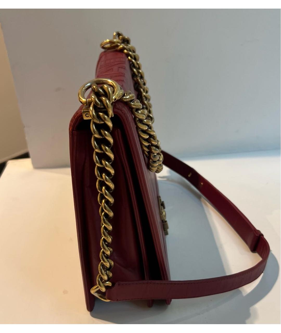 CHANEL Бордовая кожаная сумка через плечо, фото 2