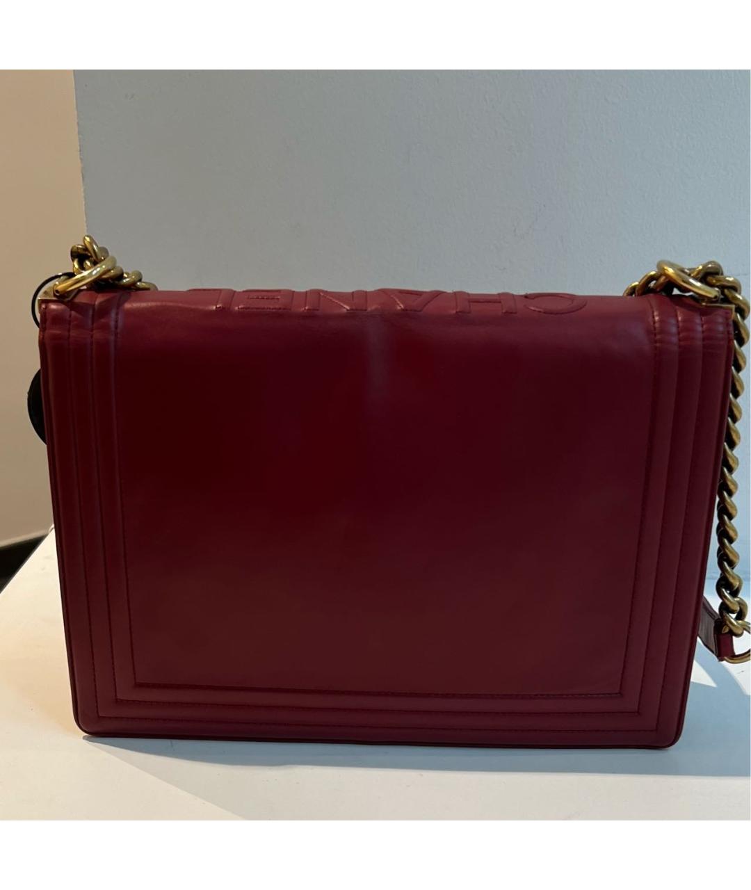 CHANEL Бордовая кожаная сумка через плечо, фото 3