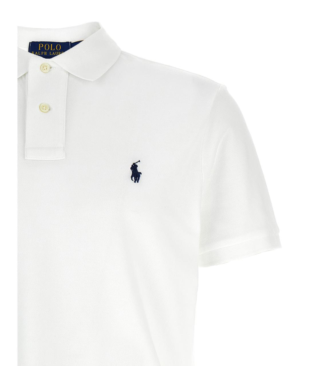 POLO RALPH LAUREN Белое хлопковое поло с коротким рукавом, фото 3