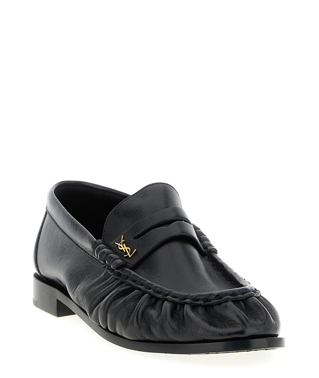 SAINT LAURENT Черные кожаные лоферы, фото 2