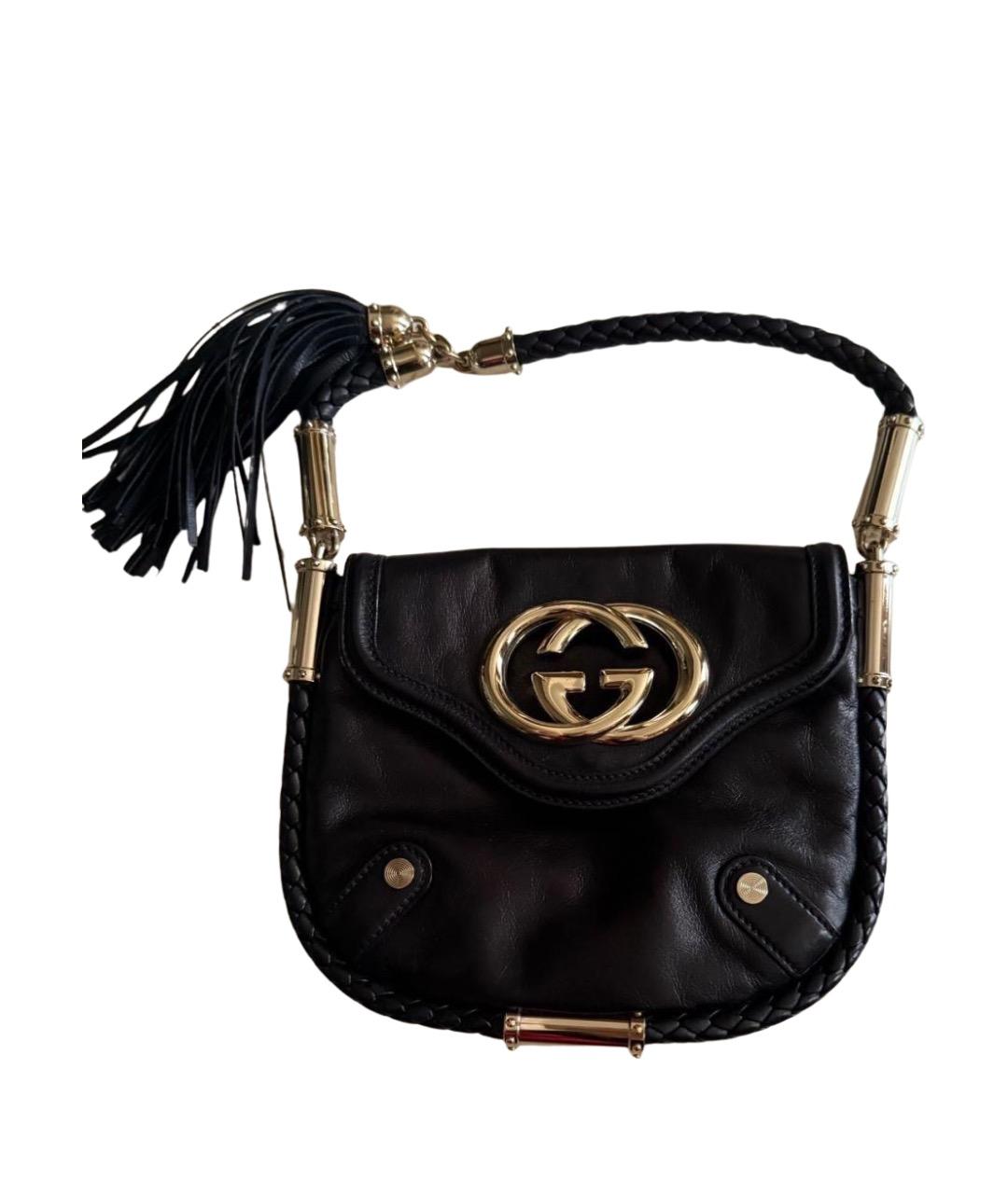 GUCCI Черная кожаная сумка с короткими ручками, фото 1