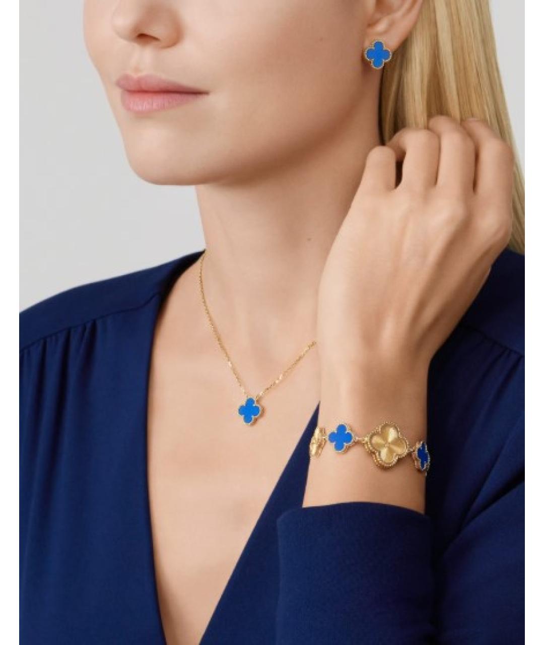 VAN CLEEF & ARPELS Синие серьги из желтого золота, фото 4