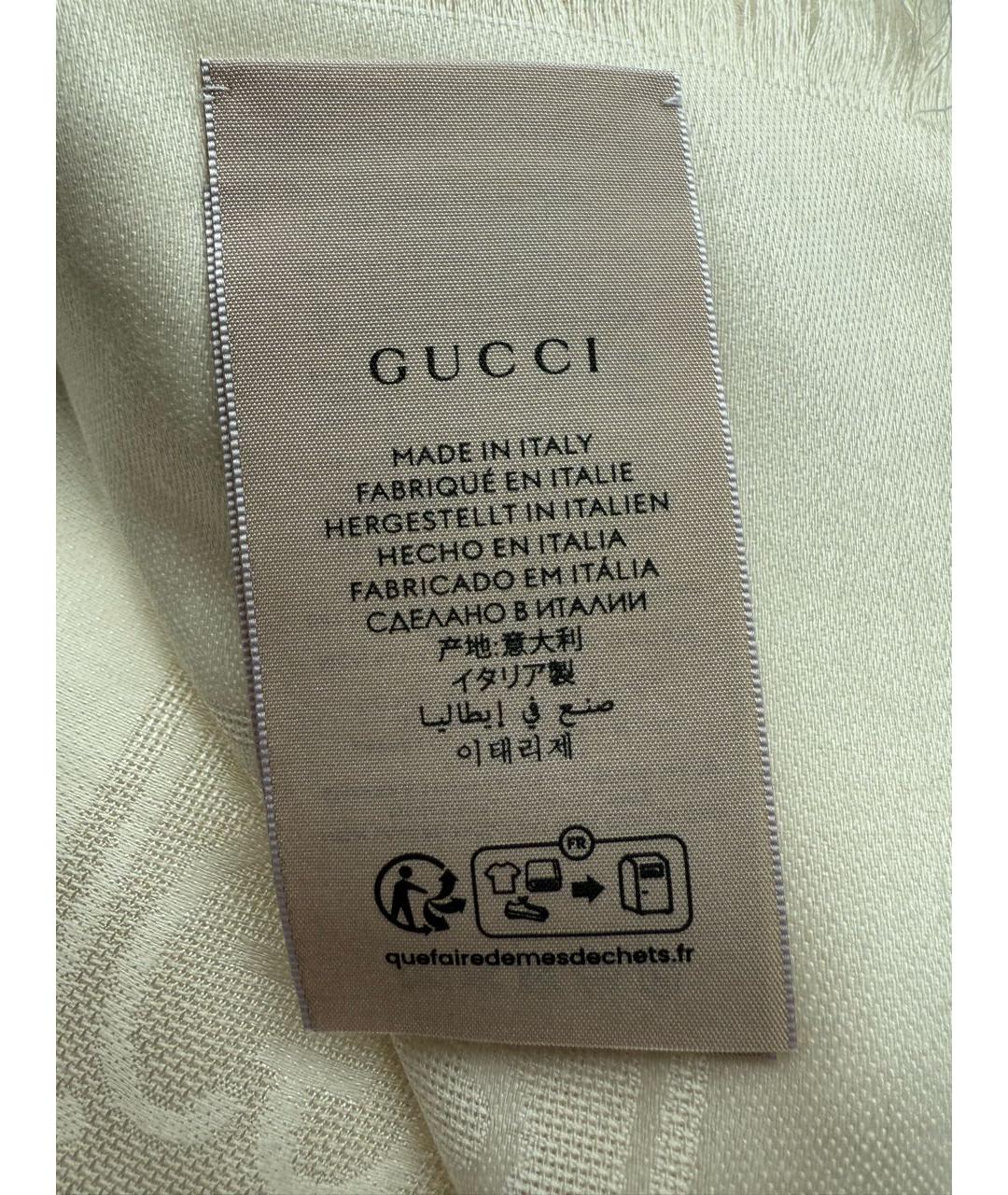 GUCCI Белый шелковый платок, фото 4