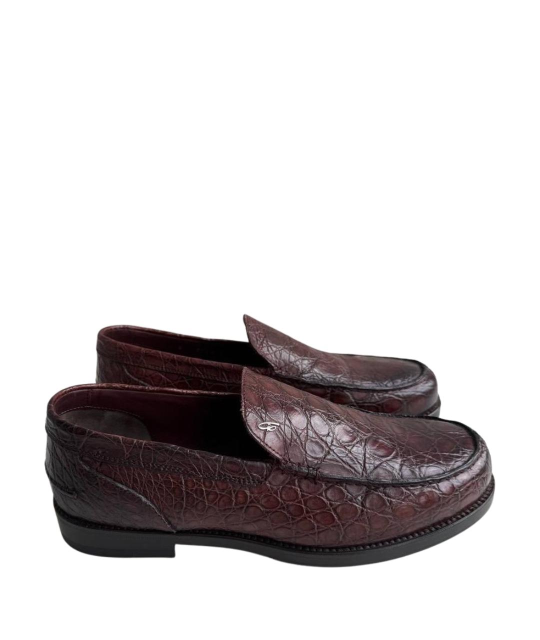 BRIONI Бордовые кожаные лоферы, фото 1