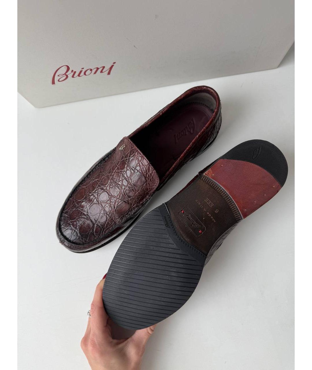 BRIONI Бордовые кожаные лоферы, фото 4