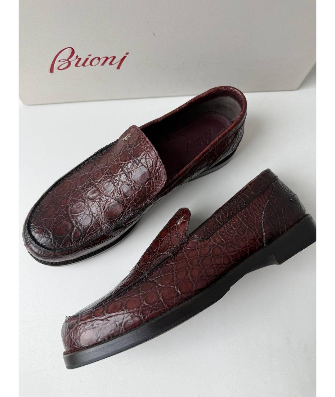 BRIONI Бордовые кожаные лоферы, фото 2