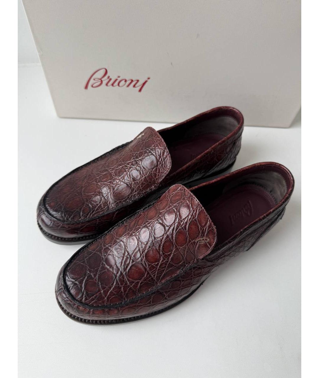BRIONI Бордовые кожаные лоферы, фото 3