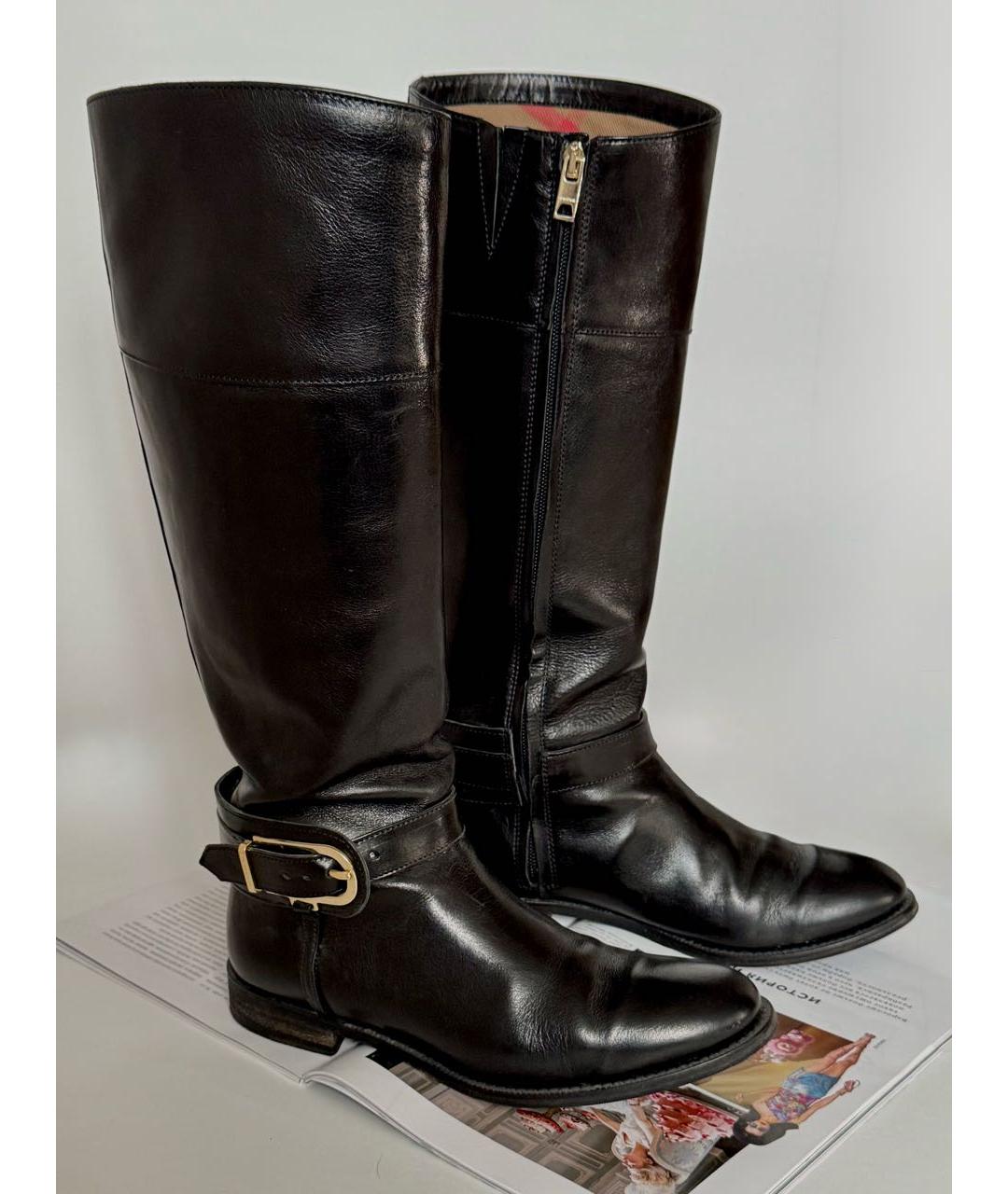 BURBERRY Черные кожаные сапоги, фото 5