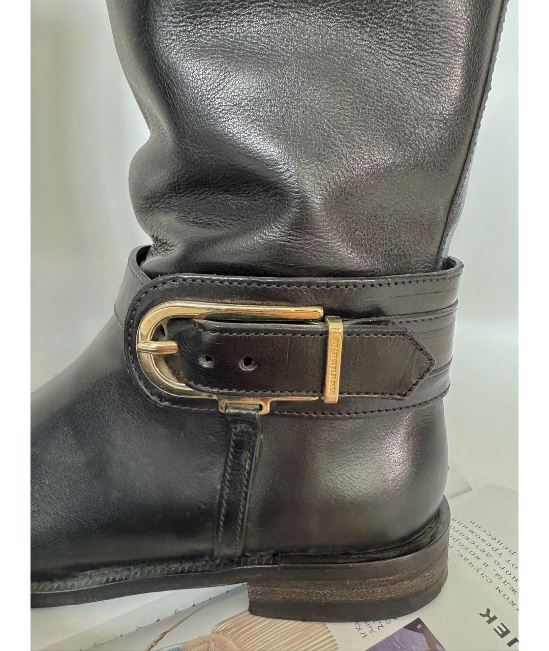 BURBERRY Черные кожаные сапоги, фото 7