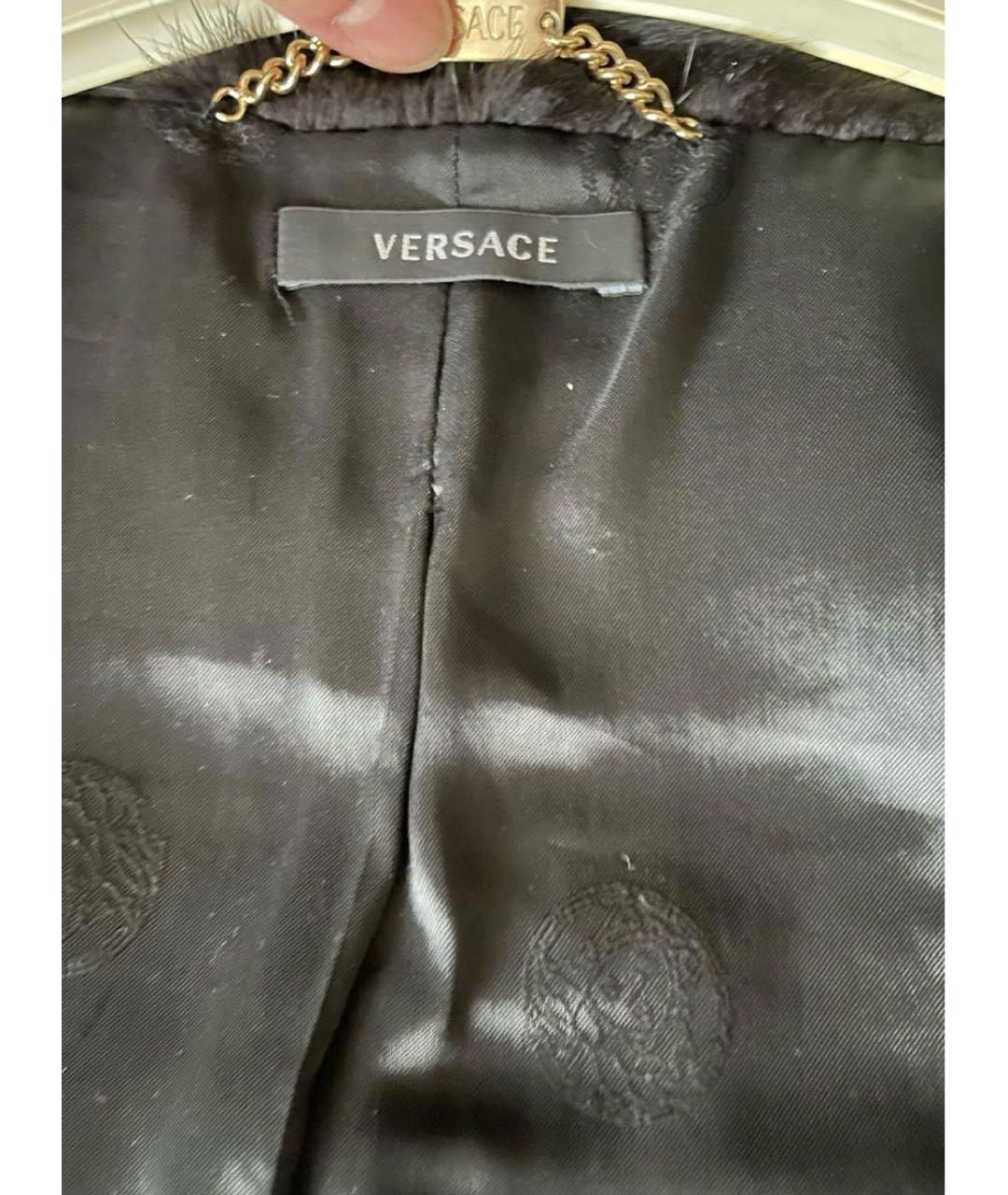 VERSACE Черная меховая шуба, фото 3