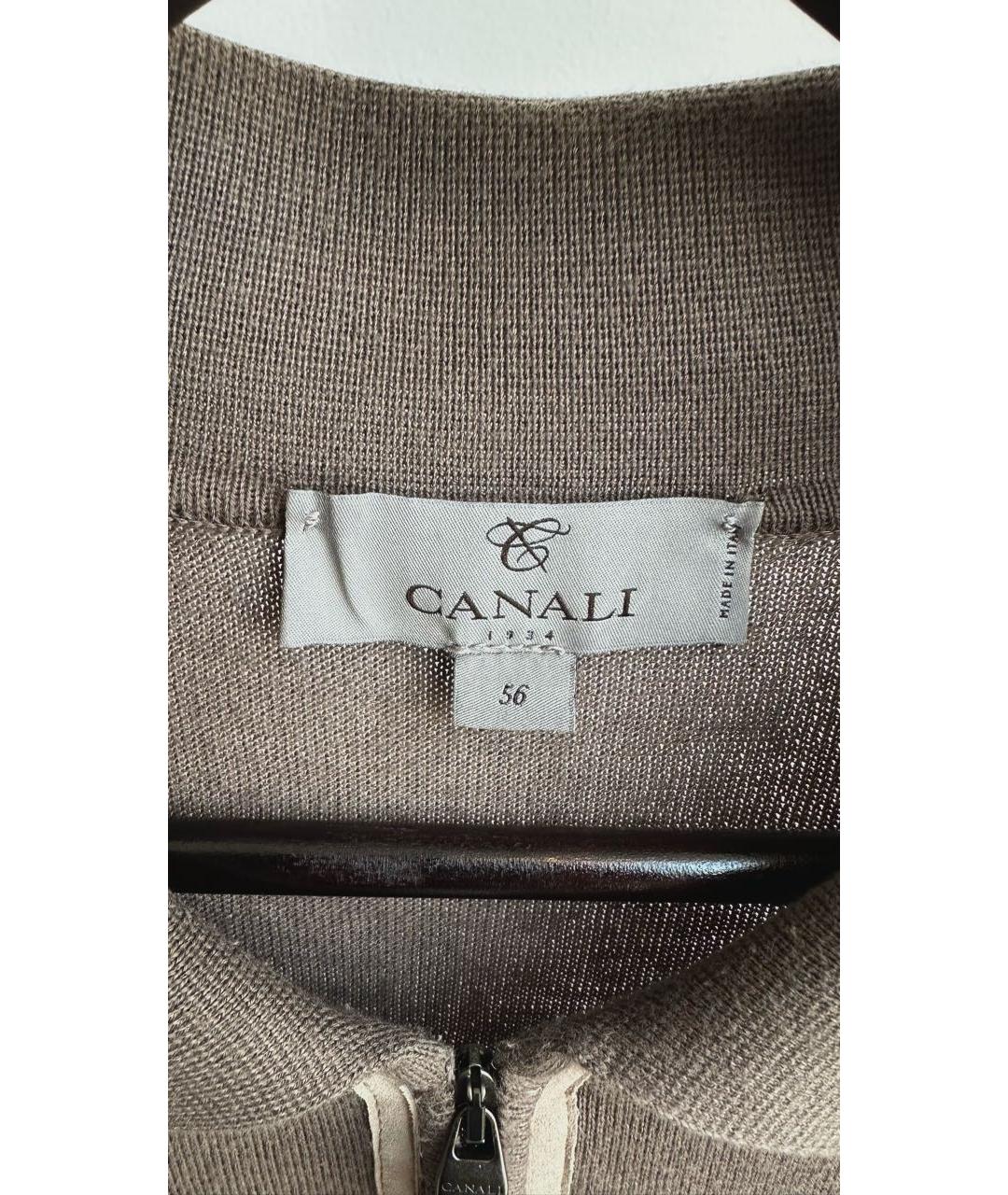 CANALI Коричневое хлопковое поло с коротким рукавом, фото 4