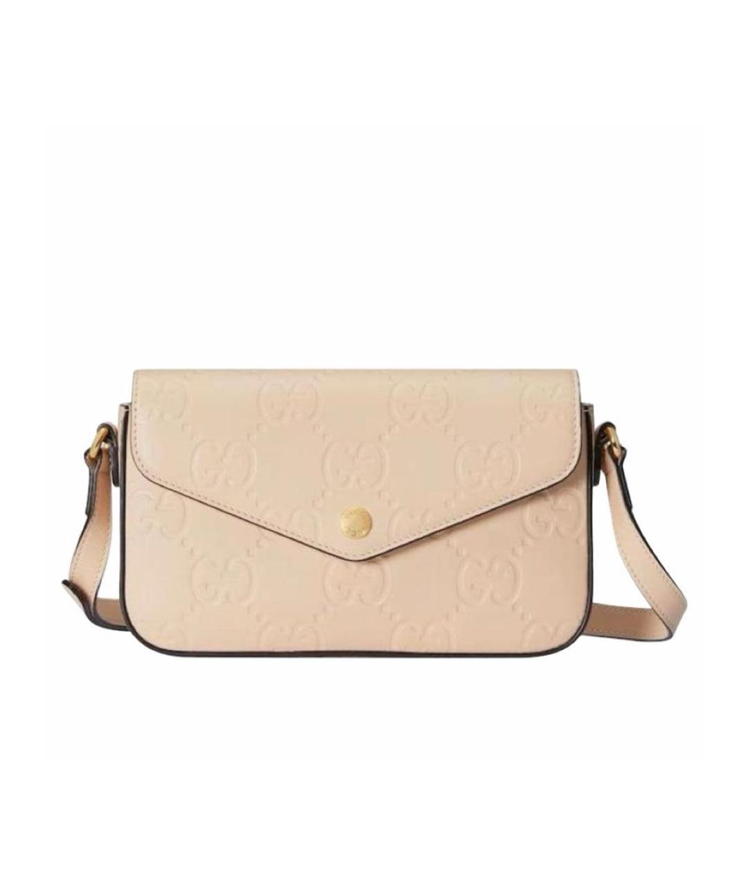 GUCCI Бежевая кожаная сумка через плечо, фото 1