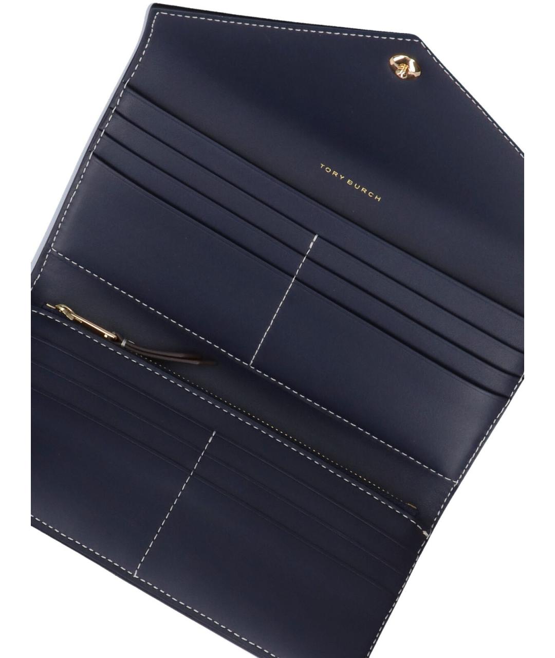 TORY BURCH Синий кожаный кошелек, фото 4