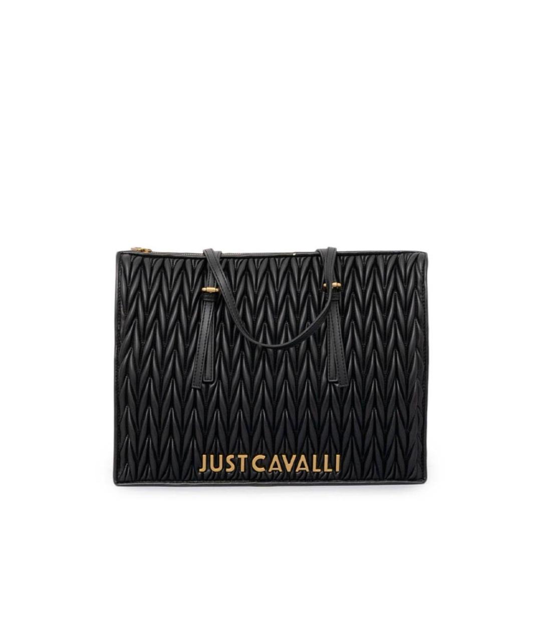 JUST CAVALLI Черная сумка тоут из искусственной кожи, фото 1