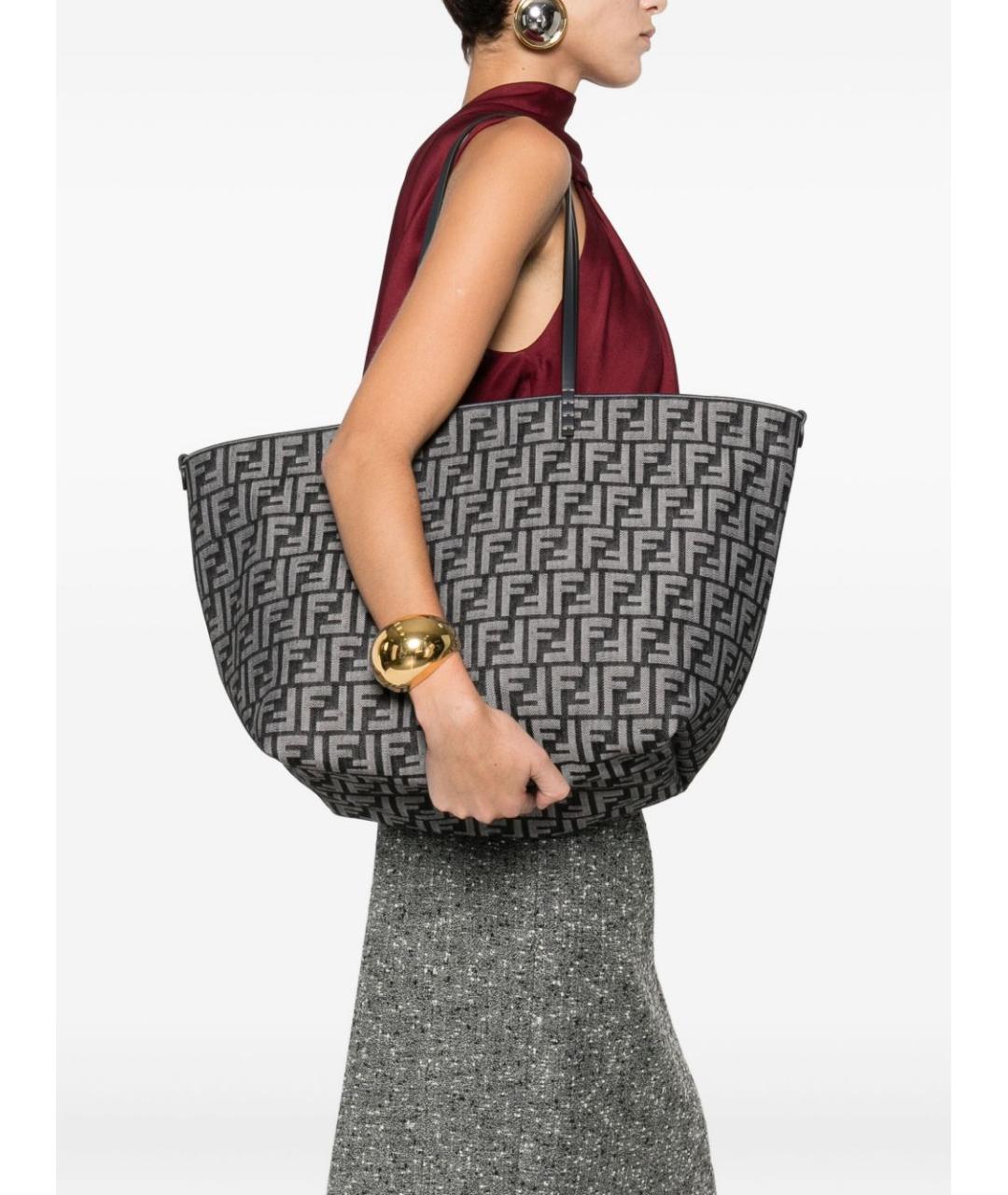 FENDI Синяя тканевая сумка тоут, фото 3