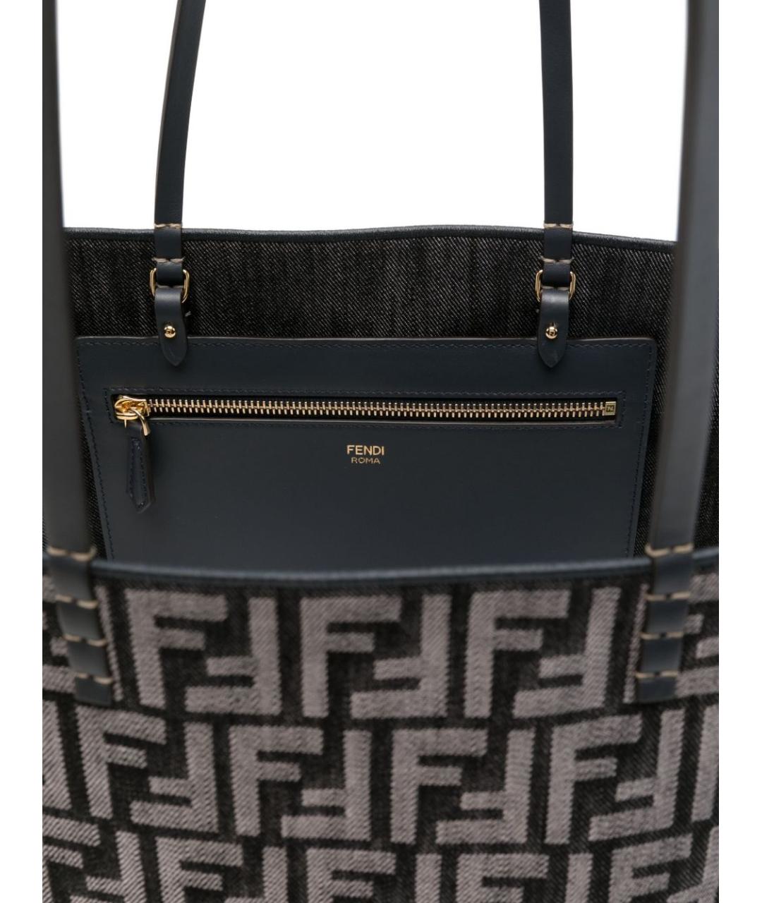 FENDI Синяя тканевая сумка тоут, фото 4