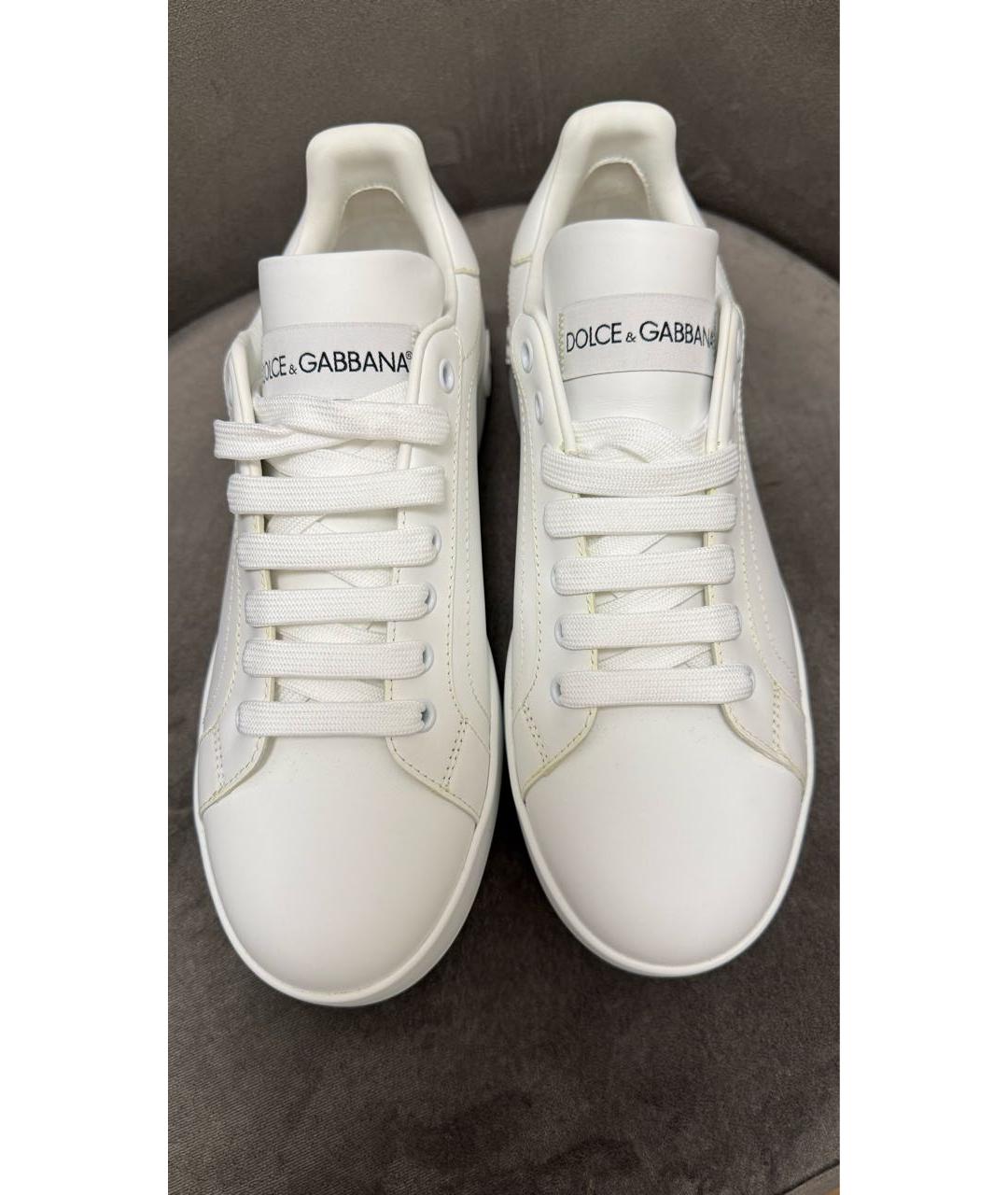 DOLCE&GABBANA Белые кожаные кеды, фото 2