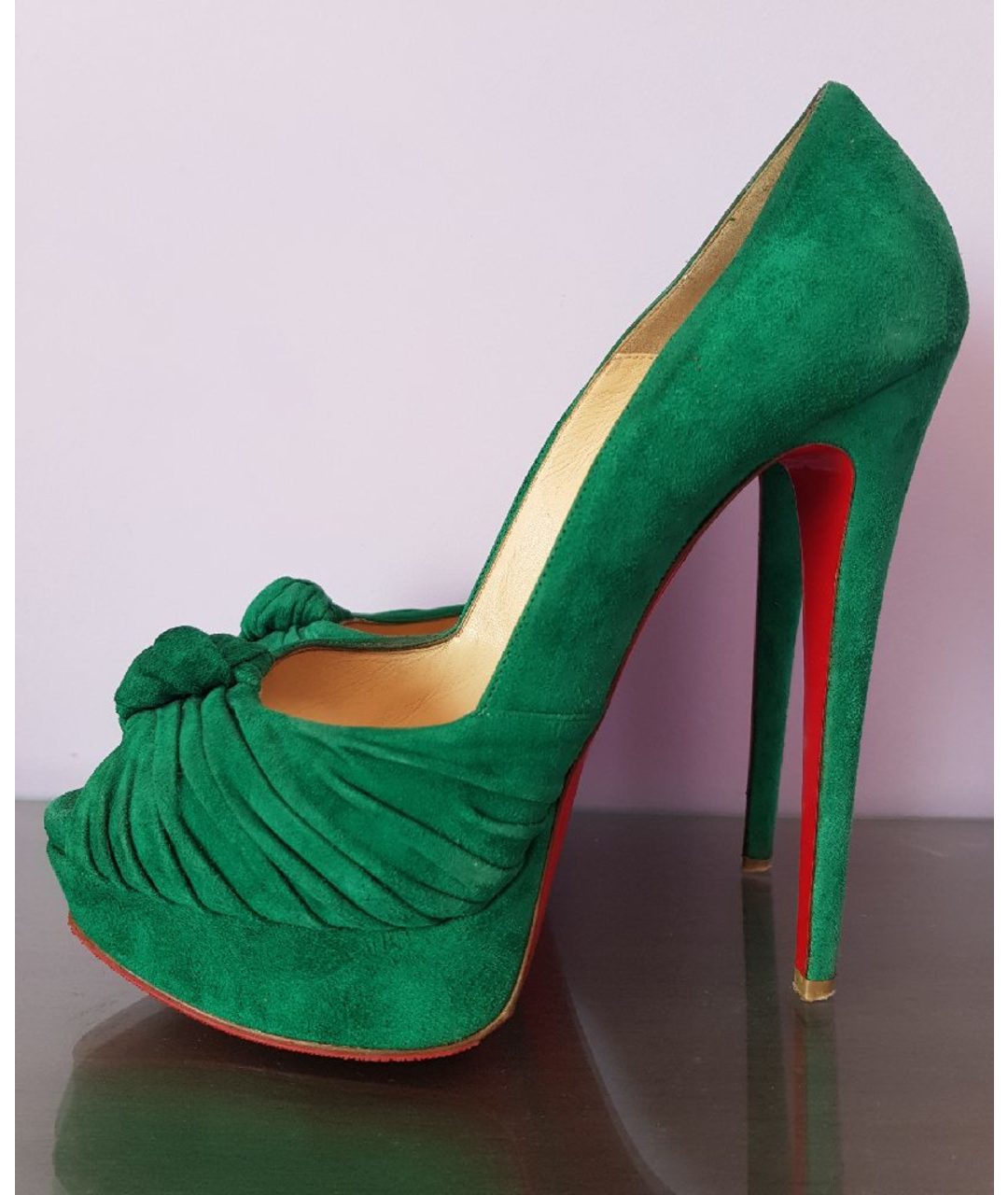 CHRISTIAN LOUBOUTIN Зеленые замшевые туфли, фото 8