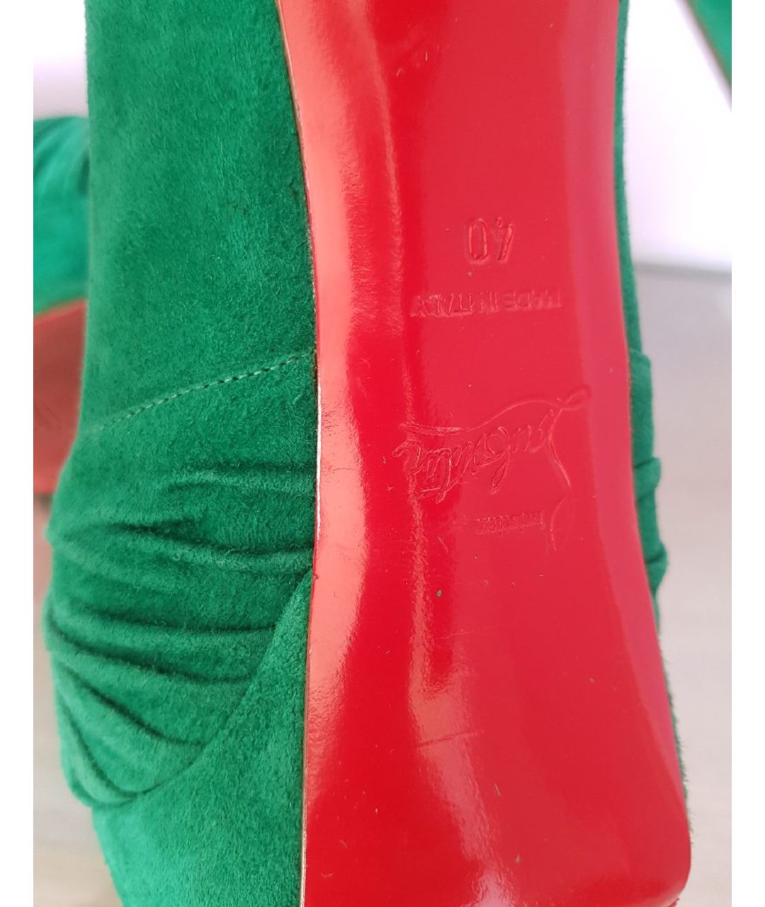 CHRISTIAN LOUBOUTIN Зеленые замшевые туфли, фото 7