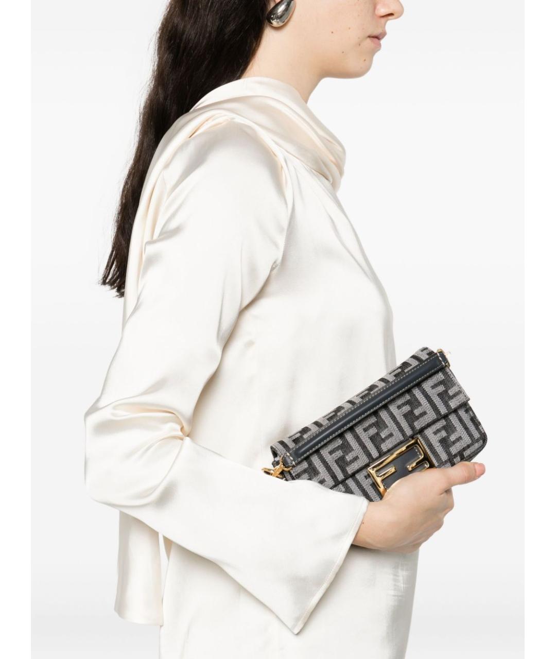 FENDI Синяя тканевая сумка с короткими ручками, фото 2