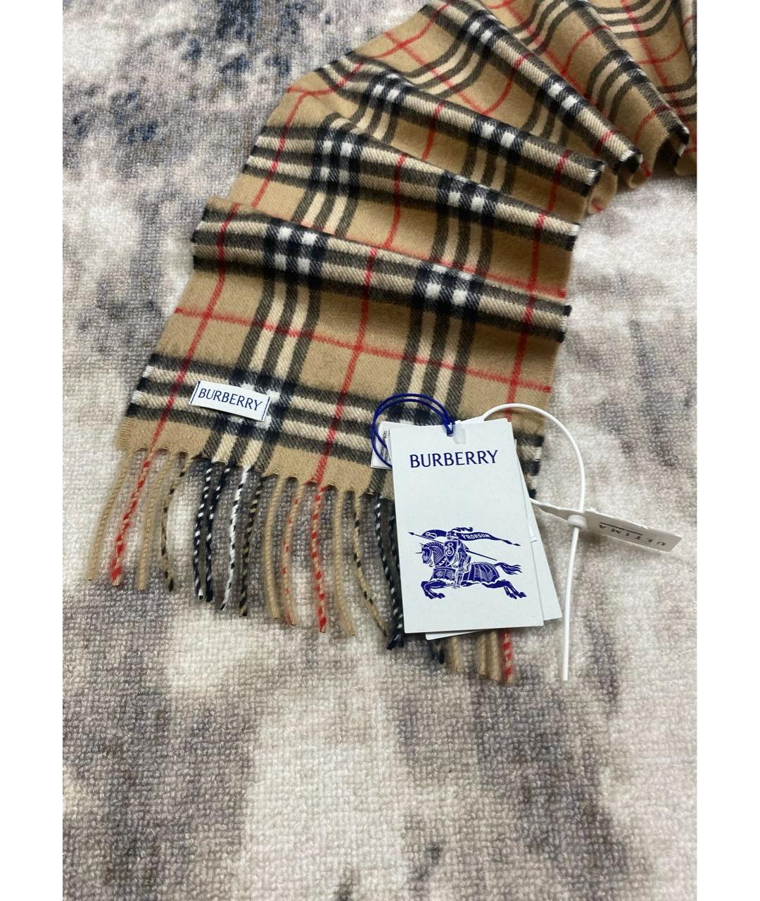 BURBERRY Коричневый кашемировый шарф, фото 2