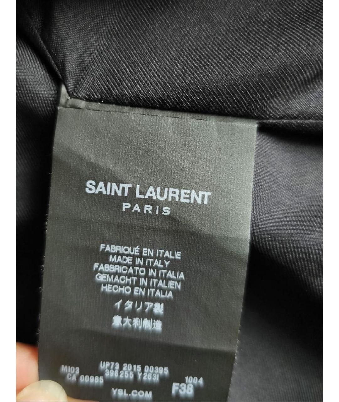 SAINT LAURENT Серое полиамидовое пальто, фото 6