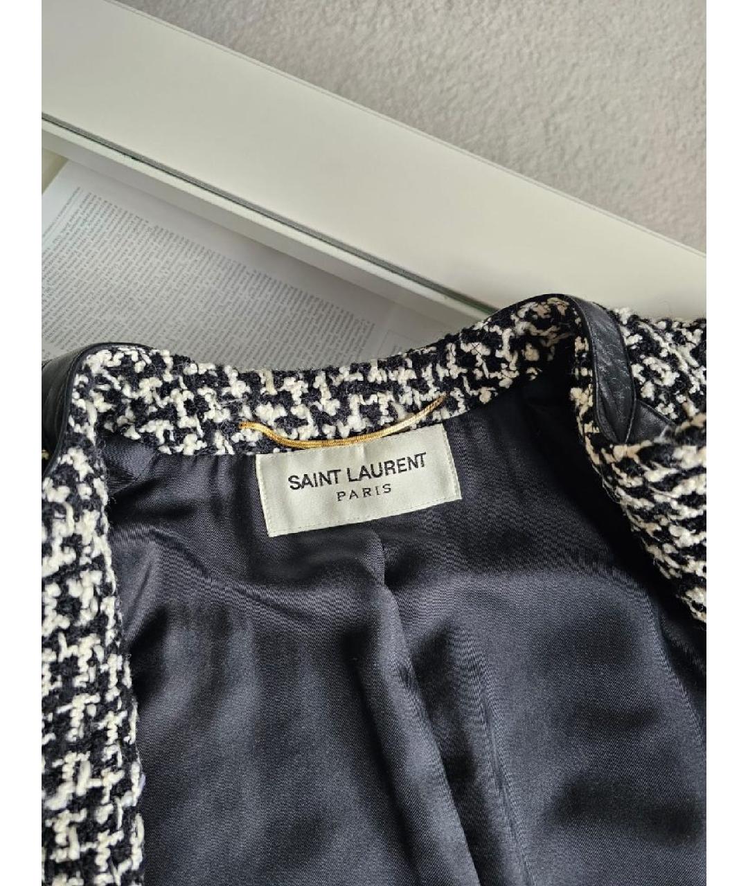 SAINT LAURENT Серое полиамидовое пальто, фото 5